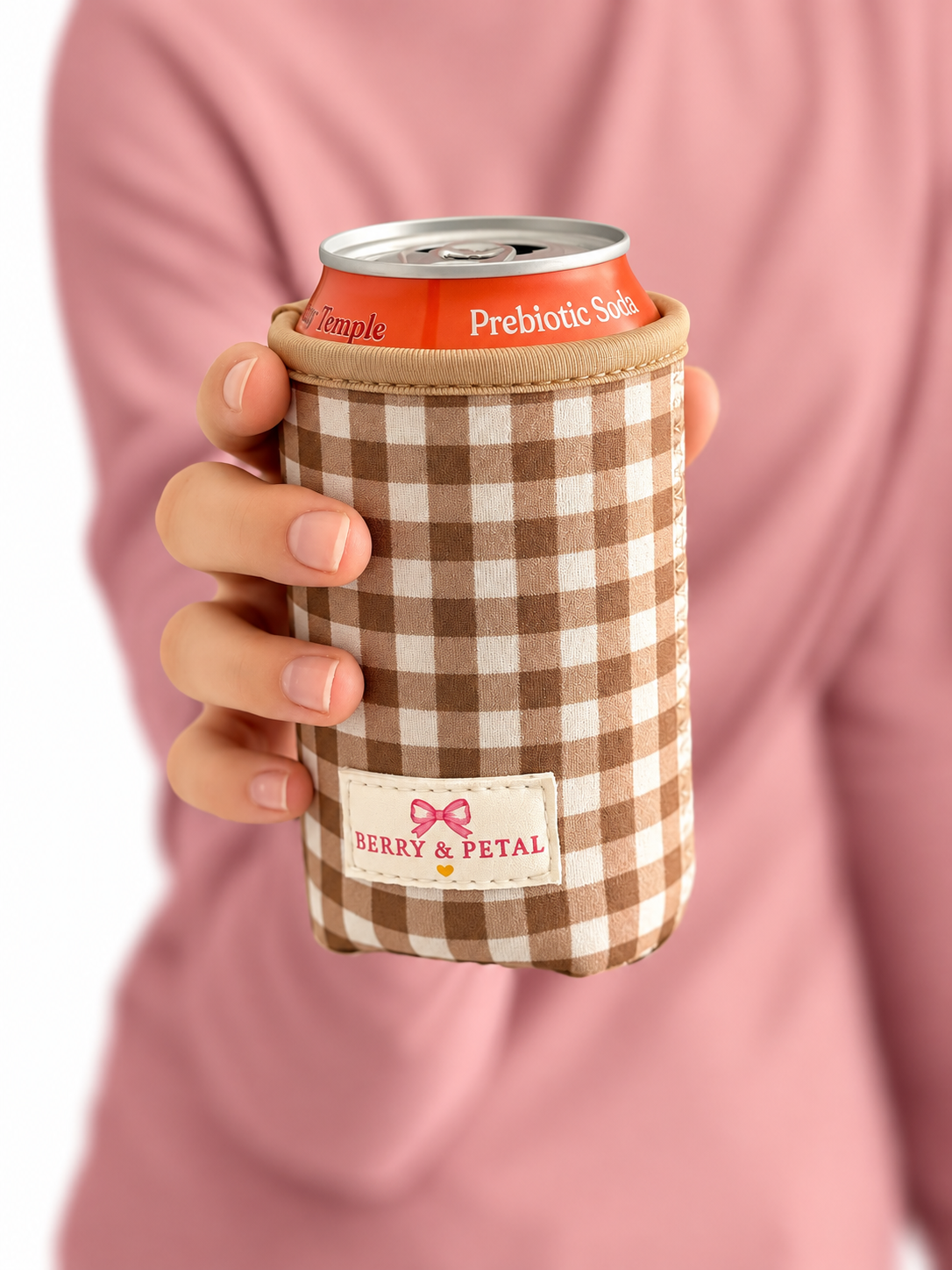 Cocoa Gingham Can Cozy