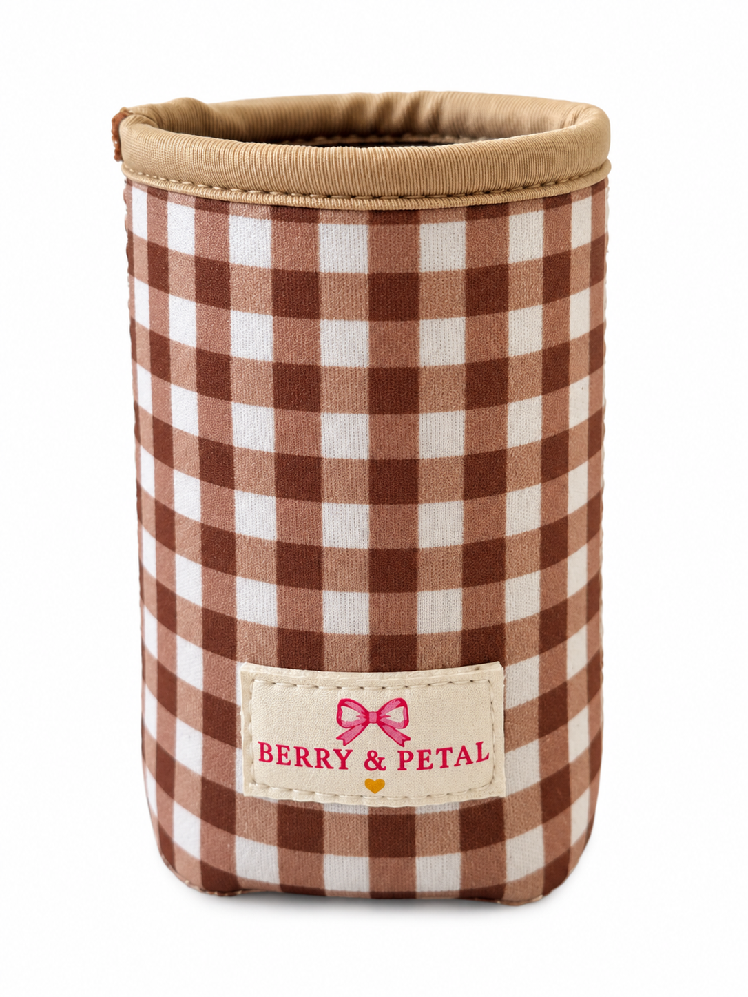 Cocoa Gingham Can Cozy