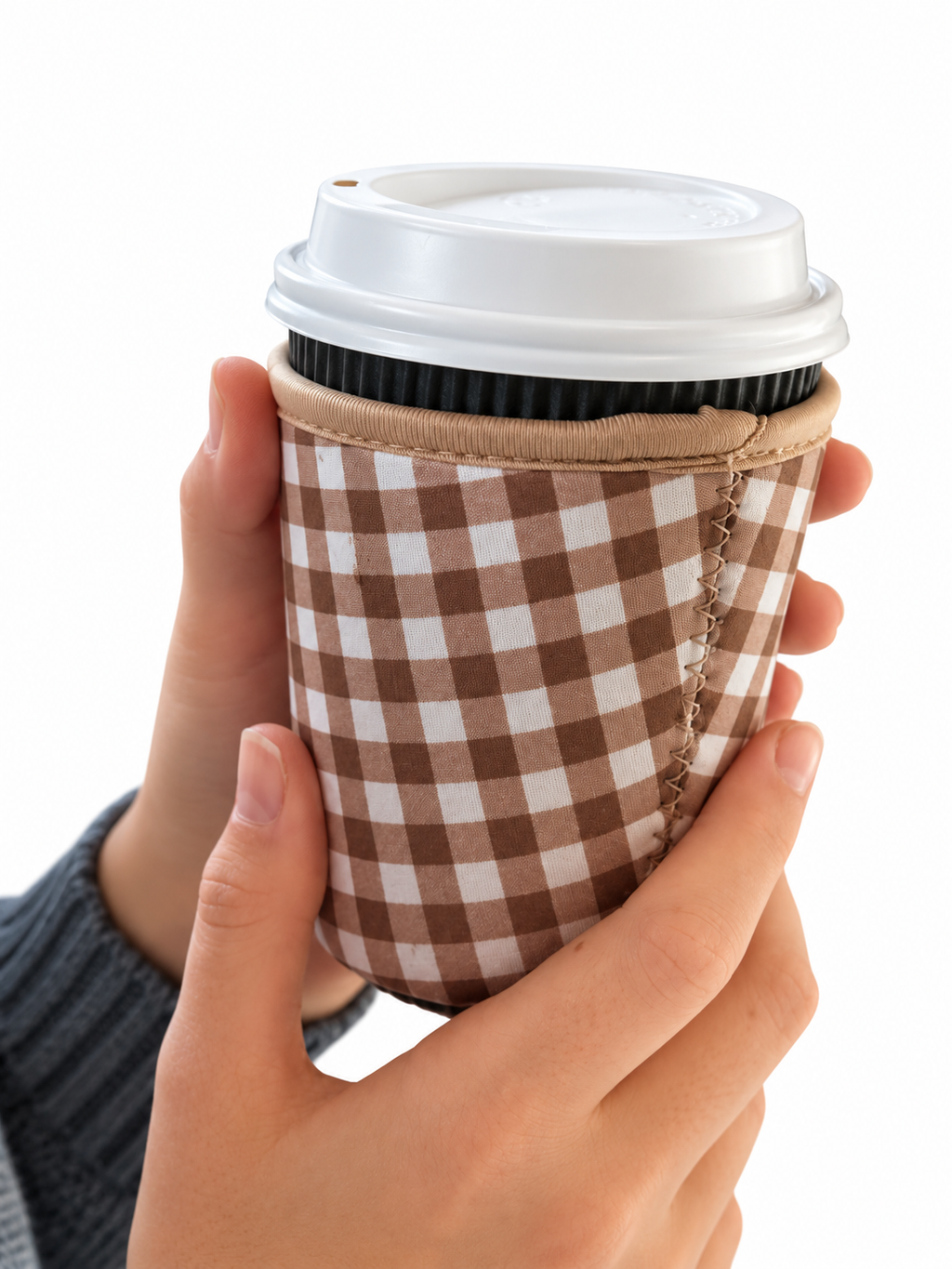 Cocoa Gingham Can Cozy