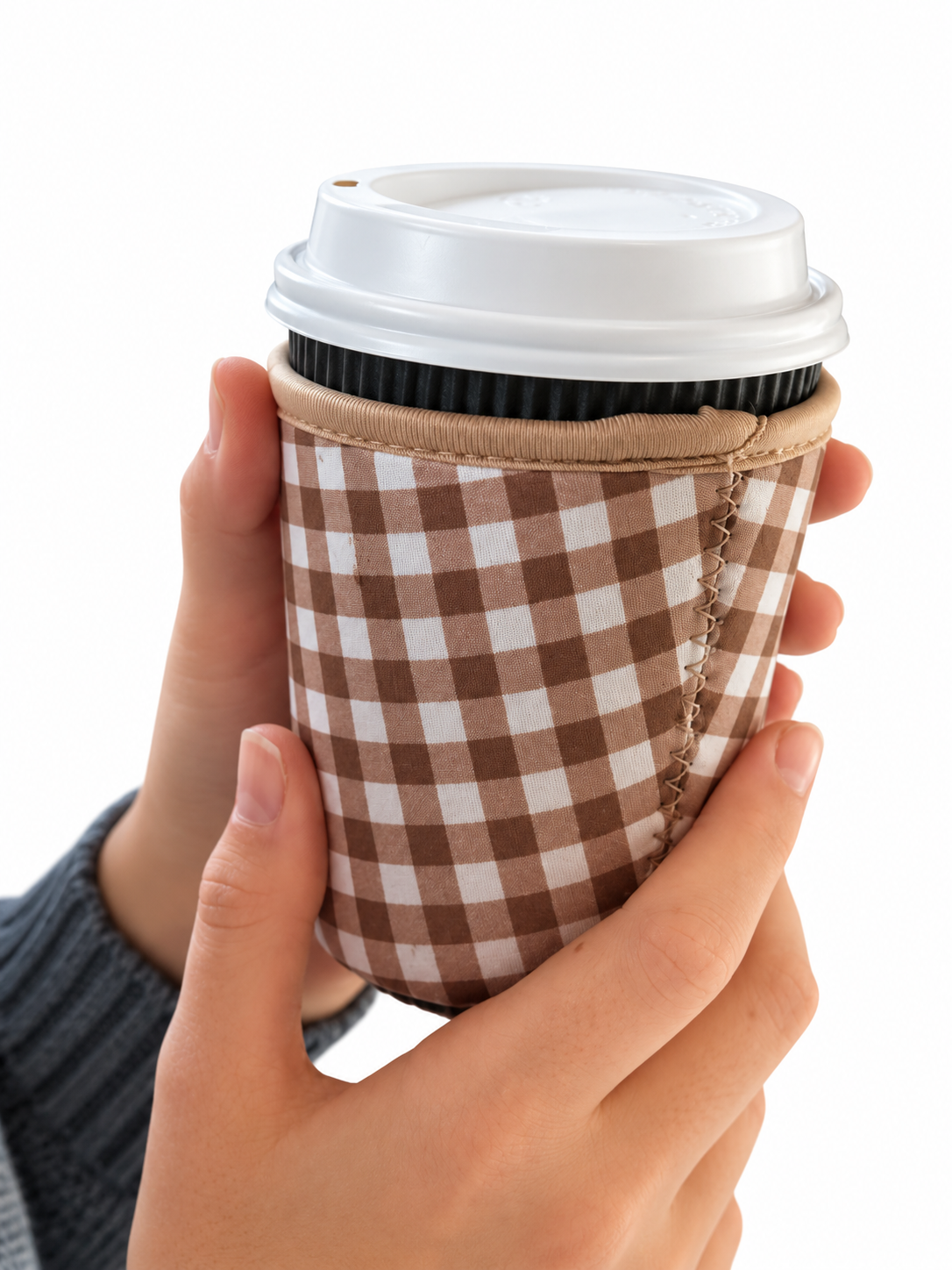 Cocoa Gingham Can Cozy